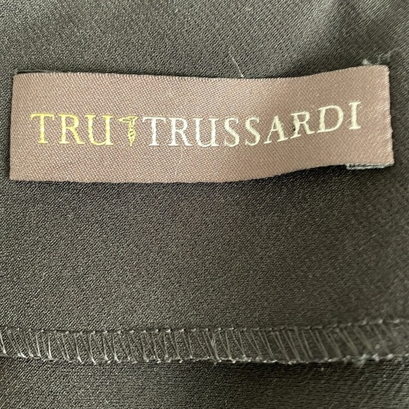 TRU TRUSSARDI Little Black Dress LBD Leather‎ Zip Up Mini size 4 Party Wedding - Picture 8 of 10